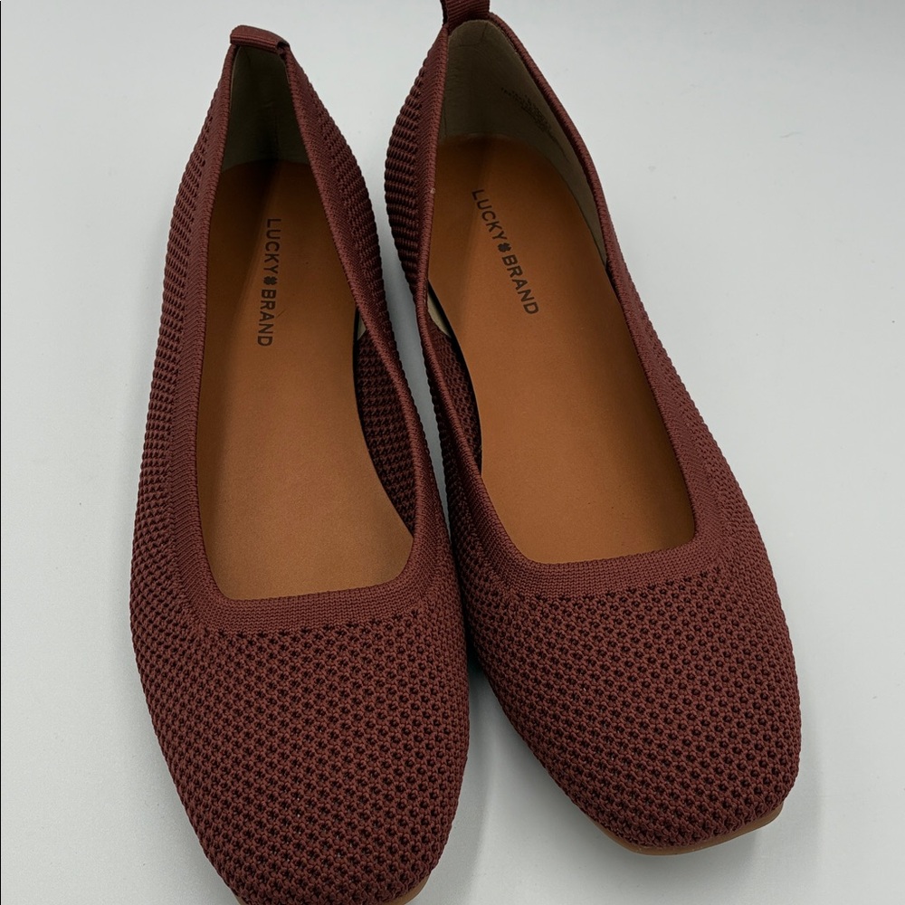 Lucky Brand Daneric Rust Knit Ballet Flats Square Toe Size 9.5 M